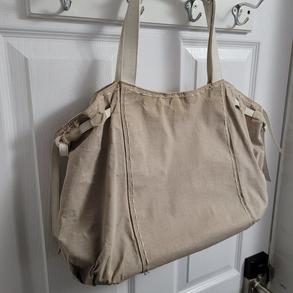 Vintage Lancome Paris linen blend beach tote - Picture 2 of 6